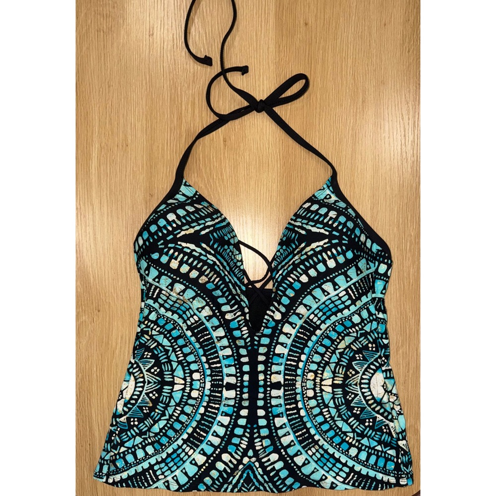 Kenneth Cole New York Blue Medallion Halter Tankini
